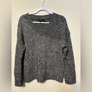 Theory Sweater Womens Medium‎ Black White Marled Cotton Wool Slouchy Minimal